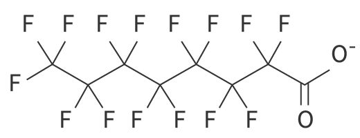 パーフルオロオクタン酸（PFOA）構造式